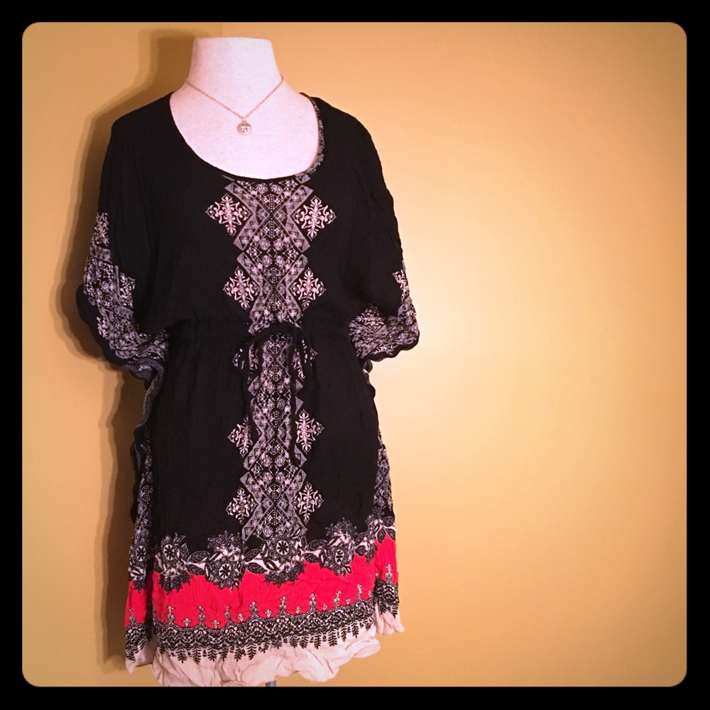 NEW YORK & COMPANY DRAWSTRING KIMONO DRESS